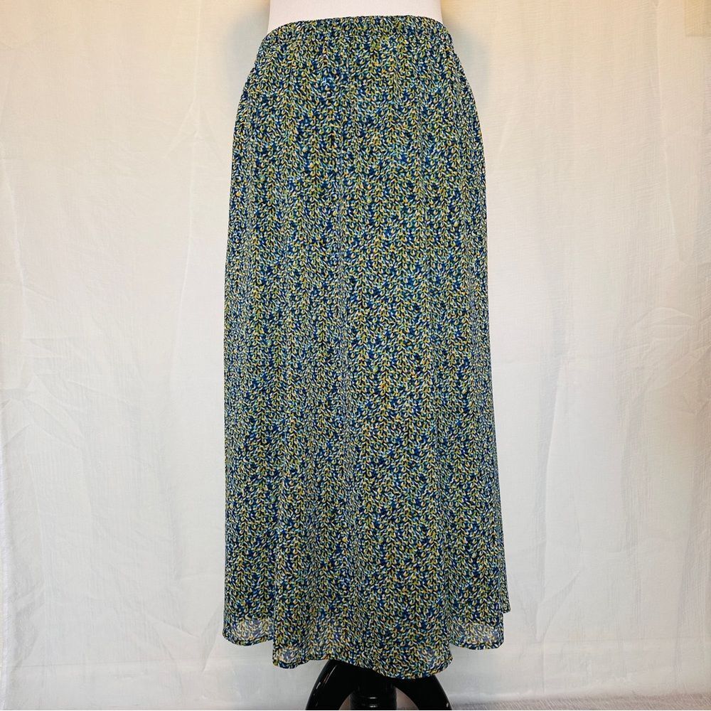 Reversible Semi Sheer Floral Skirt | 90s Vintage Long Flowy Maxi Skirt - Picture 3 of 10